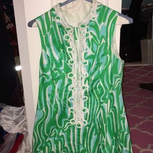 Lilly Pulitzer green, blue, and white shift dress